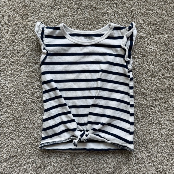 Carter's Navy Striped Top 2-Piece outfit Twist knot top with ruffle– Size 2T - Picture 2 of 11